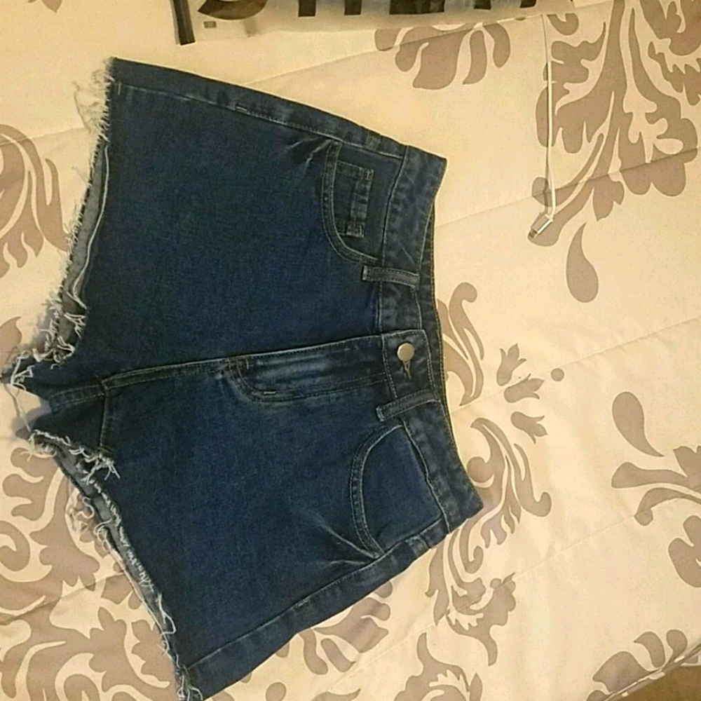Zipper Fly Raw Hen Denim Shorts